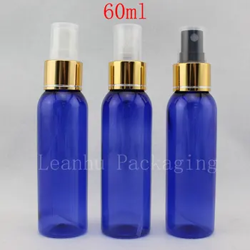 60ml X İyi Sprey 50 Küçük Plastik Mavi Şişe 2OZ Makyaj Ayarı Sprey Pompa Konteyner, Boş Parfüm Şişe Kozmetik Paket