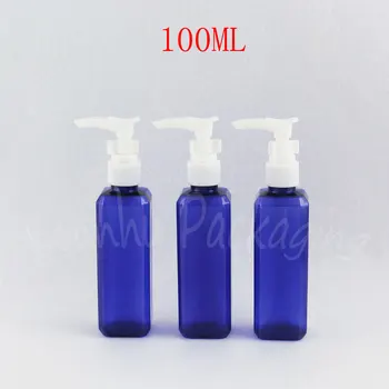 Süngü Pompalı 100ML Mavi Plastik Şişe, 100CC Duş Jeli / Şampuan Ambalaj Şişesi, Boş Kozmetik Kabı