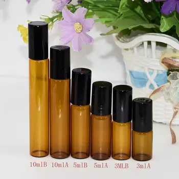 10 adet / grup cam kozmetik Şişe, 10ML amber Haddeleme boncuk Boş Şişe, özü parfüm Şişesi Top ucu ile, Yüksek dereceli Doldurulabilir