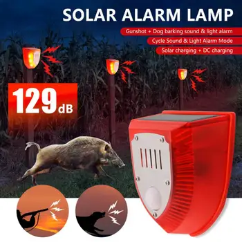Güneş enerjili hareket sensörü Sensörü Alarm Lambası Açık Güneş Siren Köpek Barking Silah Sesleri Kovucu Orchard Çiftlik Yaban Domuzu Kovucu Alarm Dedektörü