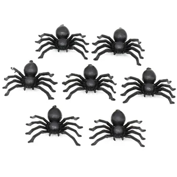 100 pcs Korkunç Siyah Örümcek Hounted Ev Bar Parti Dekorasyon Plastik Tricky Oyuncaklar Simülasyon Örümcek Cadılar Bayramı Dekorasyon Malzemeleri