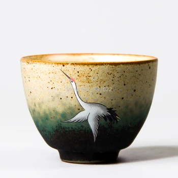 Seramik Teacups El Yapımı Çin Çay Bardağı Vinç Kung Fu Fincan Drinkware 100 ml