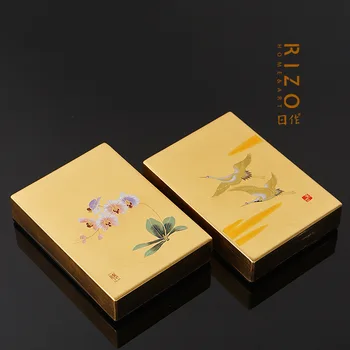 Japonya İthal Yamanaka Shikki Lacquerware Altın Folyo Vinç Mücevher Kutusu saklama Kutusu saklama Kutusu