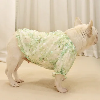 Yaz Nefes Pet Köpek Giysileri Küçük Orta Köpekler için Tatlı Fransız Bulldog Yelek See Through Köpek Tshirt Pug Kostümleri