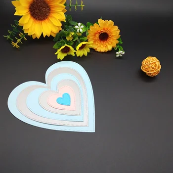 Metal Kesme Ölür Basamaklı kalp için yeni dekorasyon kartı DIY Scrapbooking stencil Kağıt Zanaat Albümü şablon Ölür 138 * 137mm