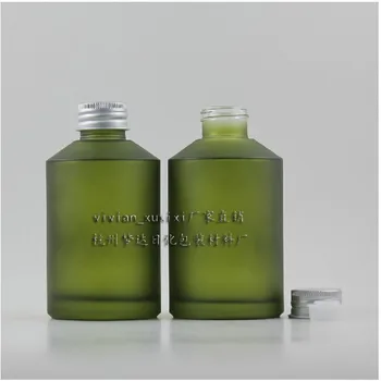 20 adet boş 200 ml cam zeytin yeşili don losyon şişesi gümüş vidalı kapak, 200 ml cam kozmetik şişe sıvı krem