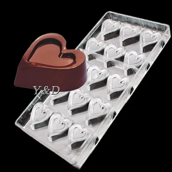 Çift Kalp Sert Plastik Enjekte DIY Polikarbonat DIY Çikolata Kalıp Pişirme Çikolata PC Kalıp