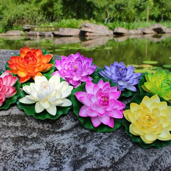 Yapay Lotus Nilüferler İpek Yüzen Zambak Çiçekler Kafa Yaprakları Gölet Tankı Bitkiler Ev Bahçe Havuzu Otel Buda Dekorasyon