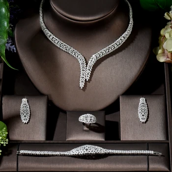 Moda Mikro Açacağı Kübik Zirkonya Lüks Dubai takı Setleri Kadınlar ıçin Düğün Parti Gelin mücevher kolye Bijoux N-1412