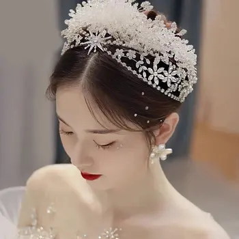 Düğün Taç saç takı Gelin Başlığı Kadın Barok Rhinestone Kristal Tiaras Gelin Parti Taçlar Düğün saç aksesuarları
