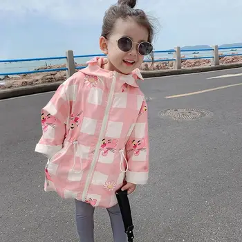 Çocuk Kız Rüzgarlık Teenger Bahar Giysileri Yeni çocuk Kapşonlu Trençkot Ceket Kız Bebek Ceket 1 3 5 8 9 10Y
