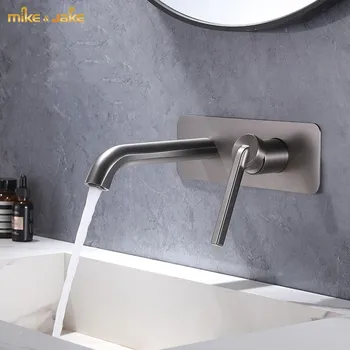 Tunç duvar musluk Siyah musluk tuvalet lavabo duvar musluk mat siyah ışık lüks gungray duvar musluk