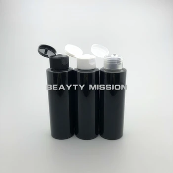 GÜZELLİK GÖREV 48 adet 100ml siyah şampuan plastik seyahat şişeleri kapaklı, 100cc doldurulabilir seyahat şampuanı PET şişeler
