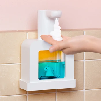 400ml Otomatik Sıvı köpük sabun sabunluğu Sevimli Akıllı Yıkama El Makinesi Şarj Edilebilir Su Geçirmez Karikatür Banyo Aksesuarları