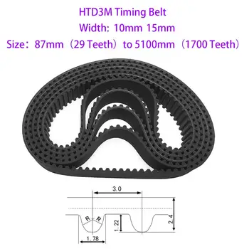 1 Adet Çevre 240mm için 273mm 3M Siyah Kauçuk Kapalı Döngü zamanlama kemeri Genişliği 10mm/15mm Diş 80-91 CNC makinesi / Step Motor