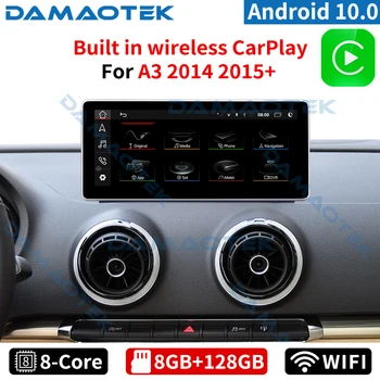 DamaoTek 10.25 inç Android 10.0 araba radyo GPS navigasyon WiFi CarPlay multimedya oynatıcı Audi A3 2014-2020 araba navigasyon