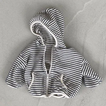 2022 Yeni Bebek Sonbahar kapüşonlu ceket Pamuk Bebek Şerit Ceket Uzun Kollu Çocuk günlük kıyafetler Çocuk Erkek Kız Hoodie