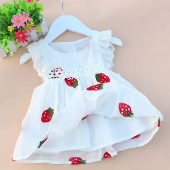 2019 yeni Sevimli Bebek Kız Elbise Pamuk Çilek Elbise çiçek Çocuk çocuk Giyim 4-24M elbise
