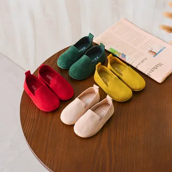 2021 Bahar Ayakkabı Düz Renk Yumuşak tabanlı rahat ayakkabılar Kore Tarzı Bezelye Ayakkabı çocuk ayakkabıları Yeni Yürümeye Başlayan Çocuk Ayakkabıları çocuk ayakkabıları