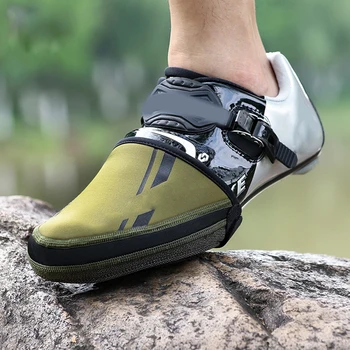 Erkekler Bisiklet Ayakkabı Kapakları Bisiklet Botları Yarım Palmiye Açık Sürme Kilit Ayakkabı Kapağı Rüzgar Geçirmez Sıcak Ayakkabı Koruyucu