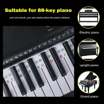 Piyano Anahtar Çıkartmalar Yeni Başlayanlar Çocuklar İçin 61/88 Tam Boy Tuşları piyano klavyesi Tırmık Notlar İşaretleyici Yerleşimi Durumda Piyano Accesso F2Y4
