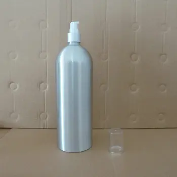 (beyaz plastik + gümüş alüminyum) pompalı 1000ml alüminyum gümüş şişe.losyon ve uçucu yağ için. losyon krem ambalaj