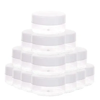 100 Adet X 2g 3g 5g 10g 15g 20g Şeffaf Örnek Kavanoz Pot Kapları Beyaz Kapaklı Makyaj Yüz Kremi Dudak Balsamı Depoları