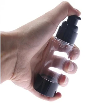1 Adet Plastik Taşınabilir Havasız Şişe Kozmetik Tedavi Pompası Seyahat Boş Konteyner Parfüm Şişesi Siyah Kapak