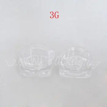 3G Şeffaf Plastik Kare Krem Kavanoz, 3CC Göz Kremi / Maske Deneme Örnek Kavanoz, Boş Kozmetik Konteyner, Makyaj Alt şişeleme